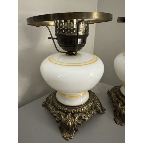 Pair- 60’s Vintage Gone With The Wind Glass Electric Hurricane Table Lamp Bases - Picture 7 of 8